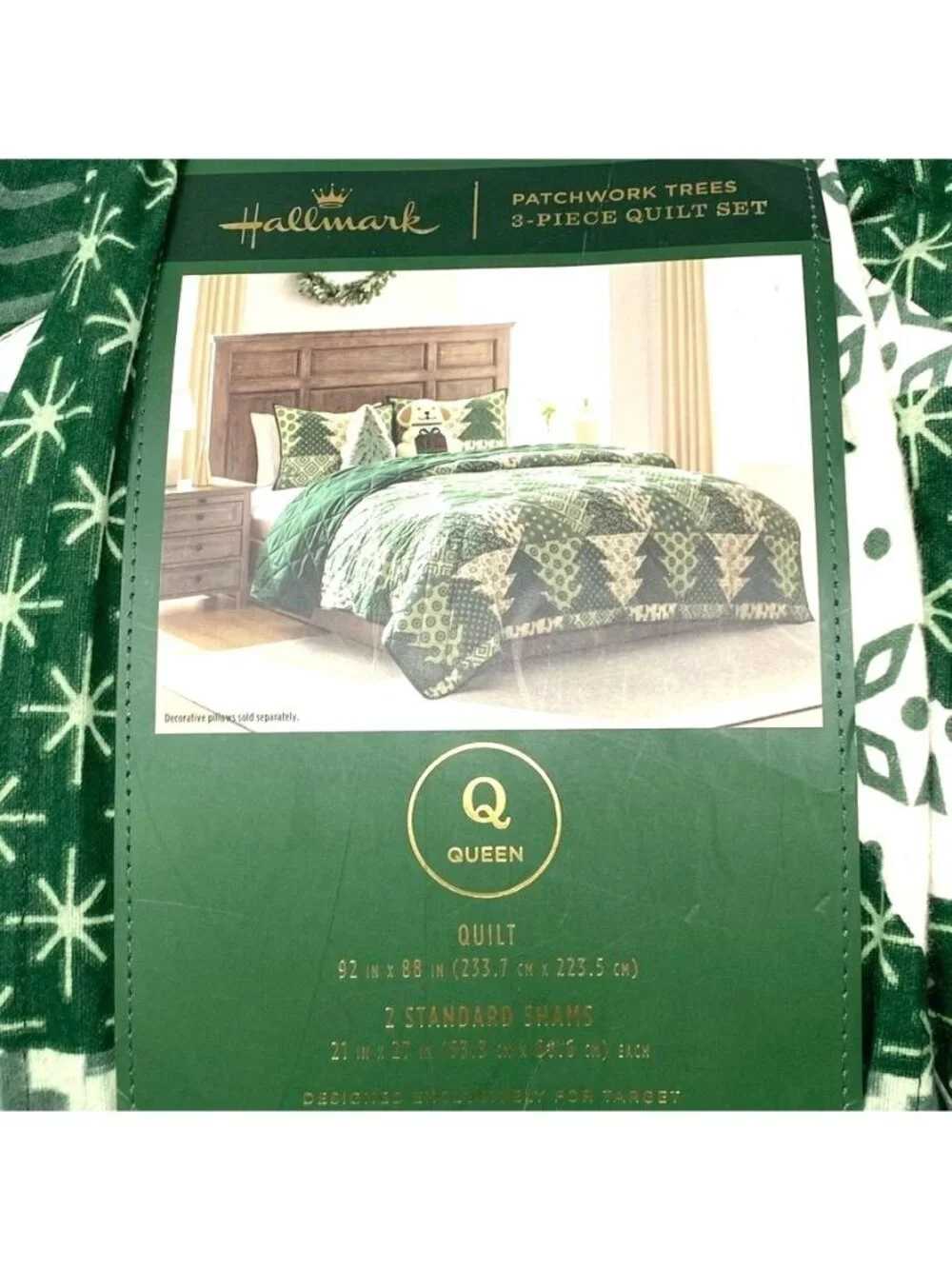 Hallmark Full/Queen Flannel Tree Print Quilts Green